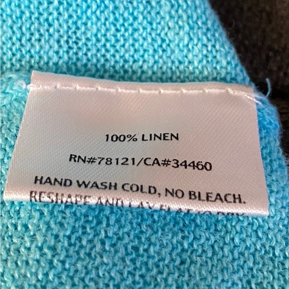 Eileen Fisher Blue Linen Cardigan XS Open Front Lightweight Relaxed Sweater - Picture 10 of 10